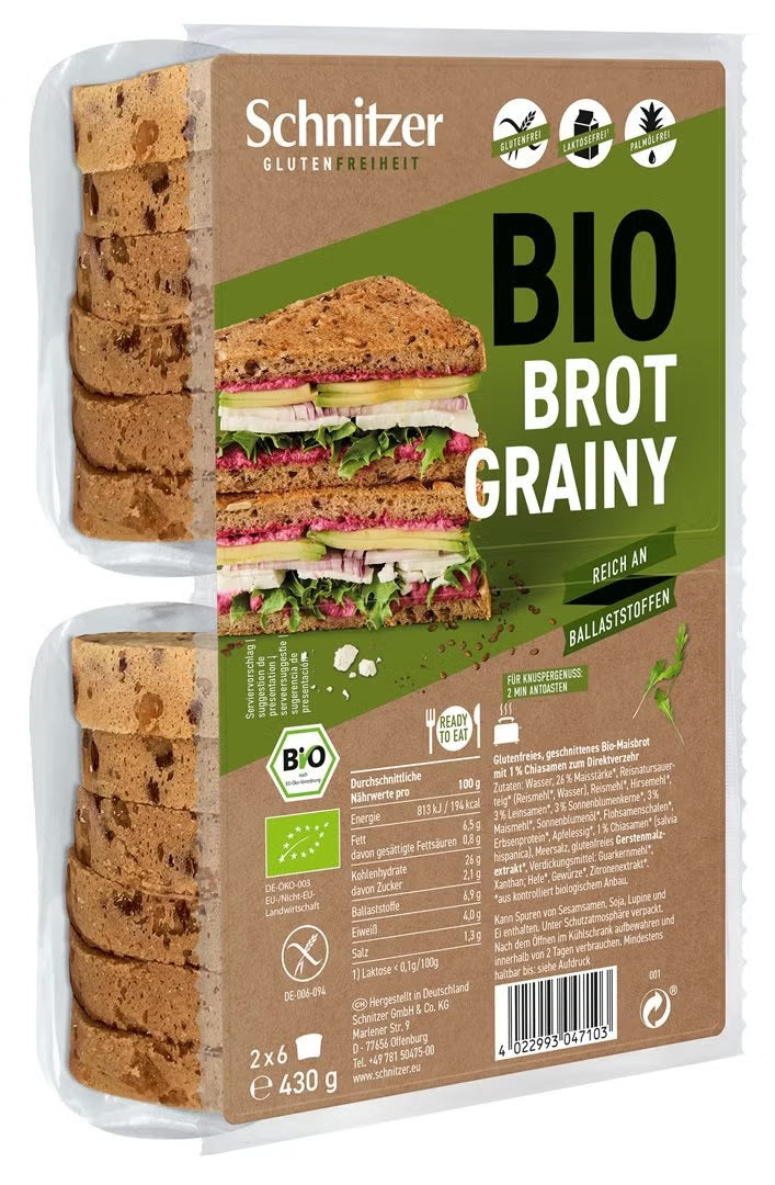 Glutenfreies, Bio-Toast - Schnitzer Brot Grainy