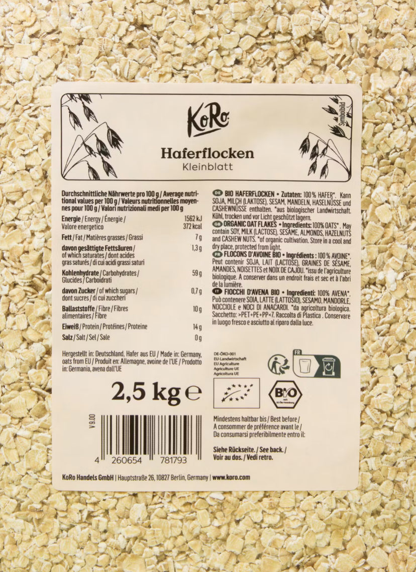 Bio Haferflocken Kleinblatt 2,5 kg