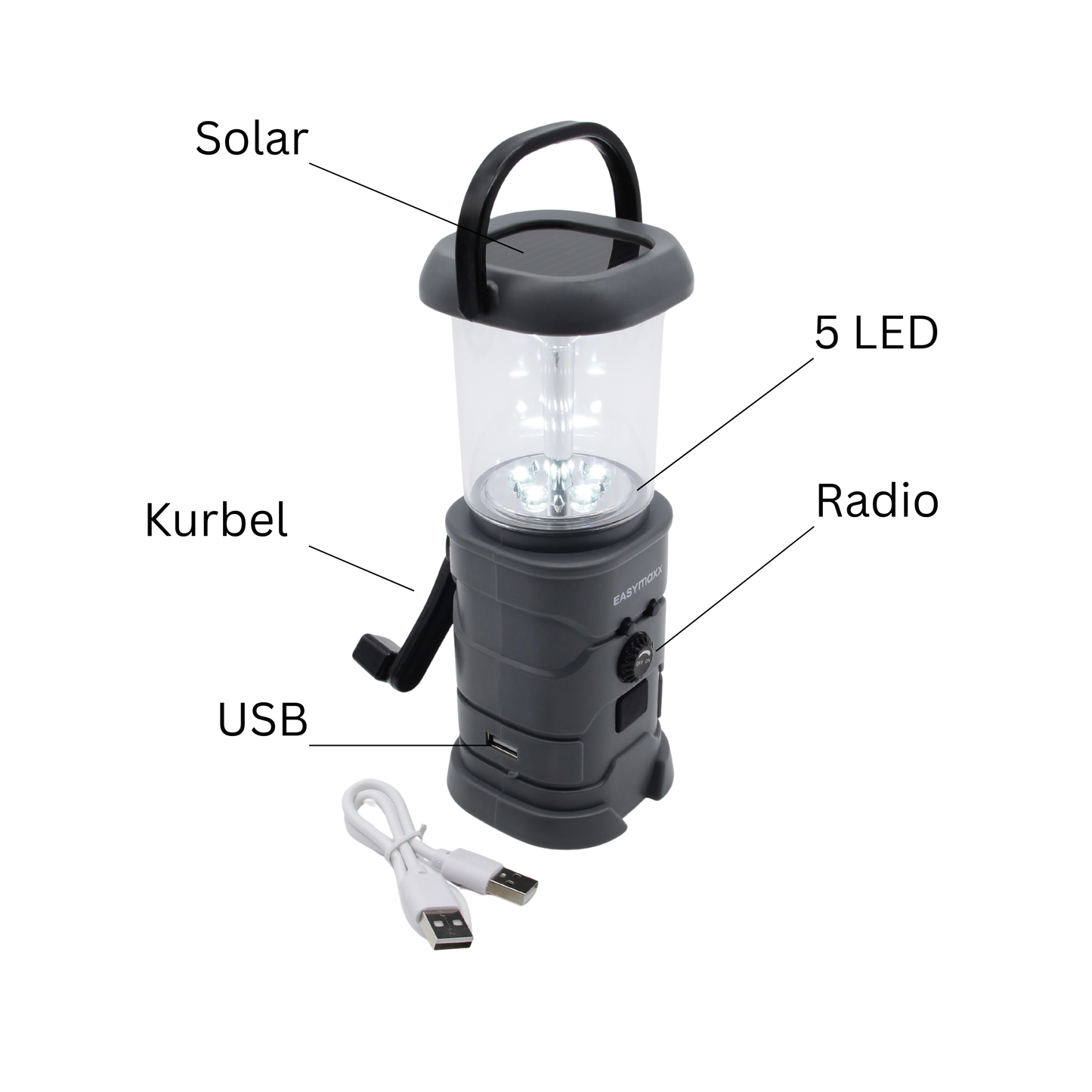 Blackout-Lampe inkl. Radio|Kurbel|Solar