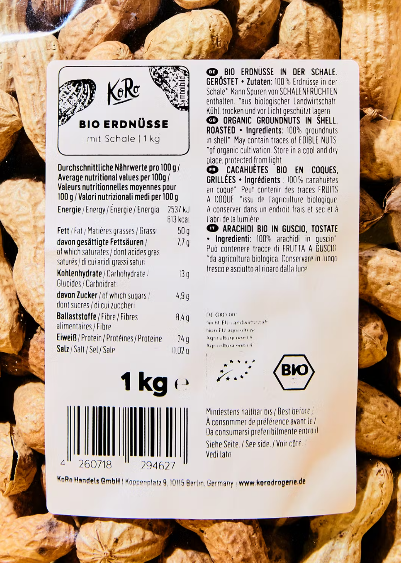 Bio Erdnüsse mit Schale 1 kg