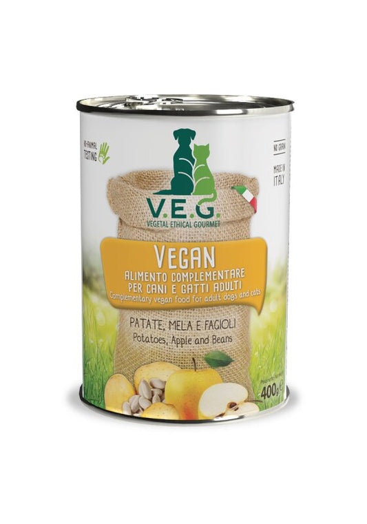 V.E.G.- Yellow 400g Nassfutter - Kartoffeln, Apfel und Bohnen - Veganes Nassfutter für Katzen und Hunde